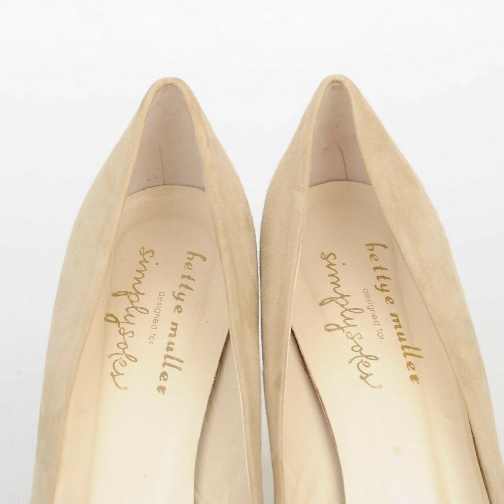 Bettye Muller x Simply Soles Beige Suede Melon Cap Toe High Heel Women 8.5 Italy - Picture 7 of 12